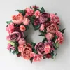 Peony simulated garland Rattan ring decoration Photography props Wedding wreath Flower home door Decoration ► Photo 2/6