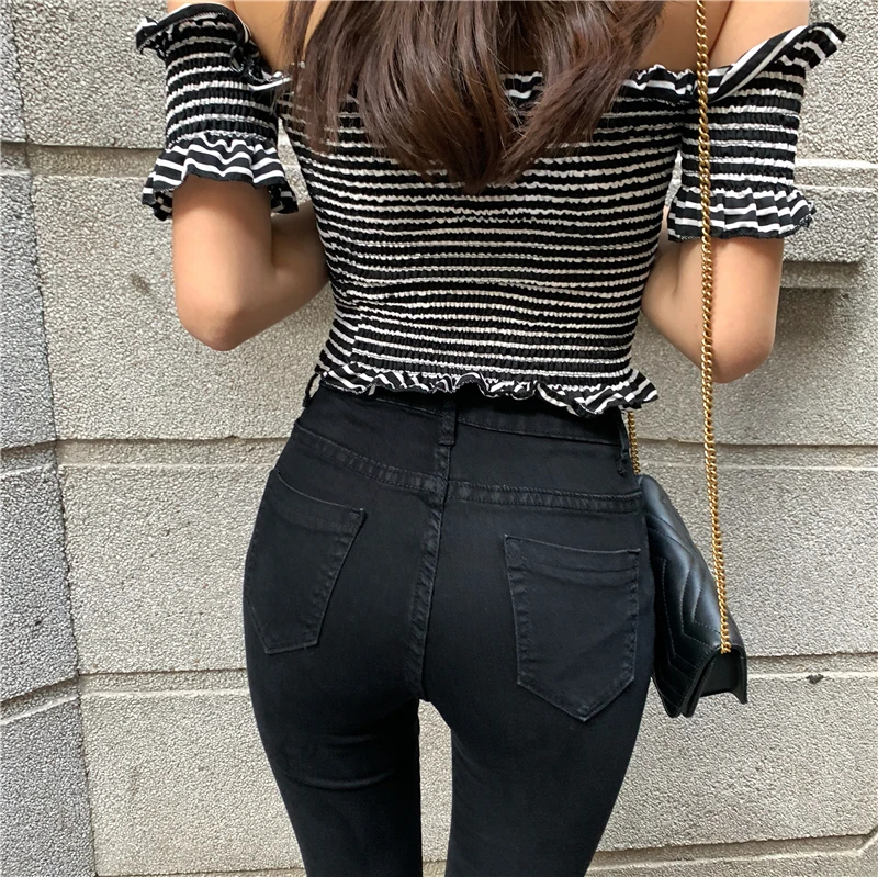 Straight trousers high waist micro flared pants jeans women 2020 spring new thin section was thin tight skinny wide leg pants miss me jeans