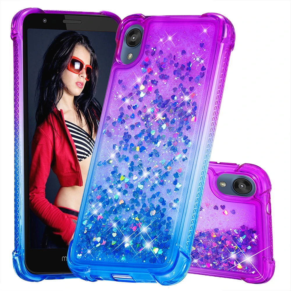 Ультратонкий Блестящий двухцветный градиентный чехол s для Motorola MOTO E6 E6S Plus Love Heart