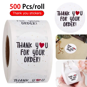 

500pcs Round "THANK YOU FOR YOUR ORDER " Stickers Seal Labels Permanent Stickers Scrapbooking for Package Stationery Sticker