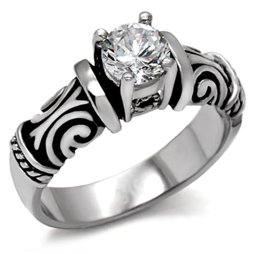 

316l Stainless Steel ring for women Round CZ Jewellery High quality Classic Titanium rings