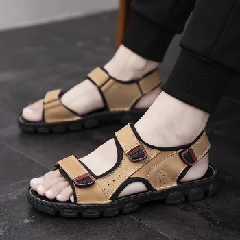 

Man Sandals Summer Beach Sandals genuine Leather Sandals Men Designer Men Shoes Zapatos De Hombre Erkek Ayakkabi slippers