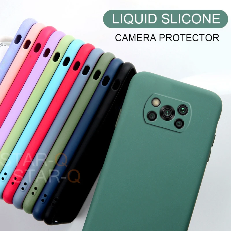 New Full Cover Liquid Silicone Phone Case For Xiaomi Poco X3 Nfc M2 F2 Pro X2 global Original Soft Protective Back Covers Cases best waterproof phone pouch