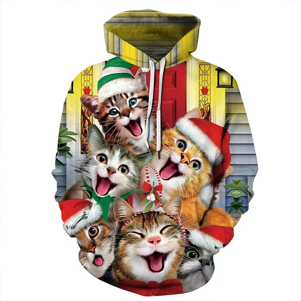 

2020 New Womens Mens Ugly Christmas Funny Hoodie 3D Digital Print Hooded Sweatshirts with Pockets Sweatshirt Hoodie Harajuku