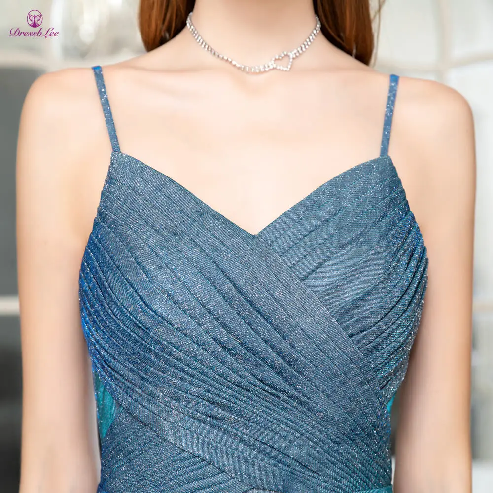 Vestido-de-festa длинное платье для выпускного вечера ТРАПЕЦИЕВИДНОЕ плиссированное платье на бретельках с открытой спиной для выпускного вечера