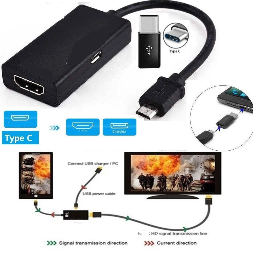 Адаптер Micro usb c-hdmi-совместимый адаптер type c-mobile to tv HD видео конвертер Разъем для