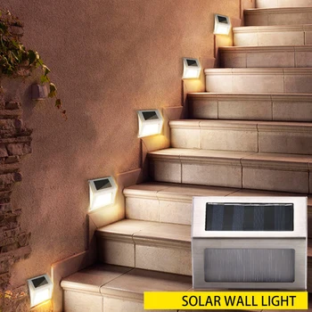 

Solar LED stair light, waterproof stainless steel street light, wall decoration, terrace, outdoor garden LED solar wall light