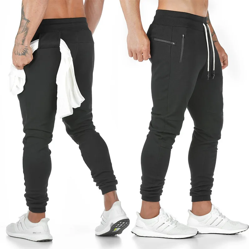 

2019 Light Board New Style Europe And America Gymnastic Pants Men Fitness Hanging Towel Trousers Running Training Skinny Pants