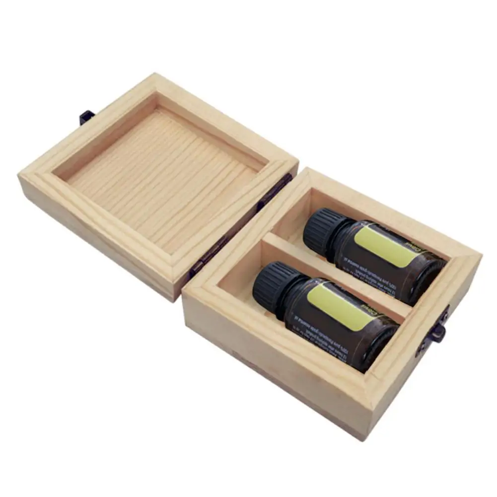 2 отсека, коробка для хранения из твердой древесины, 5 мл, бутылочки для эфирного масла, коробка для хранения, упаковка, натуральная Экологичная деревянная коробка