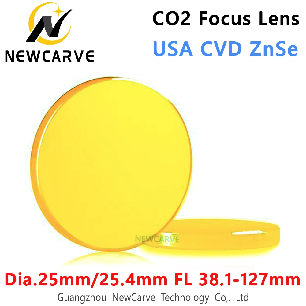 

CO2 Laser Focus Lens USA CVD ZnSe Diameter 25mm/25.4mm FL 38.1-127mm 1.5"2" 2.5"3" 4"5" For Laser Cutting Machine NEWCARVE