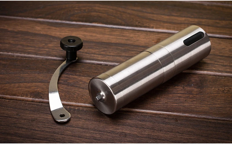 H84ade9b1b4204b9a99b9c3370104dbcfZ Silver Coffee Grinder Mini Stainless Steel Hand Manual Handmade Coffee Bean Grinders Mill Kitchen Grinding Coffee Making Tools
