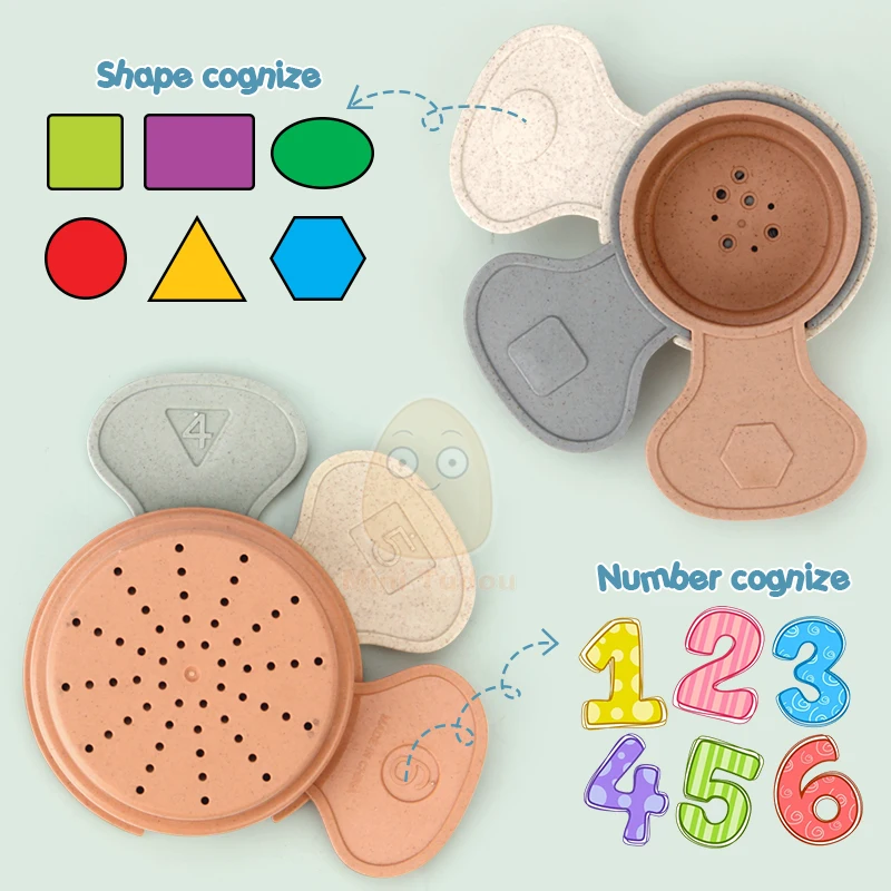 6PCS Baby Stacking Cup Rainbow Folding Flower Bath Playing Water Swimming Pool Beach Kit Educational Learning Toy For Baby Gifts