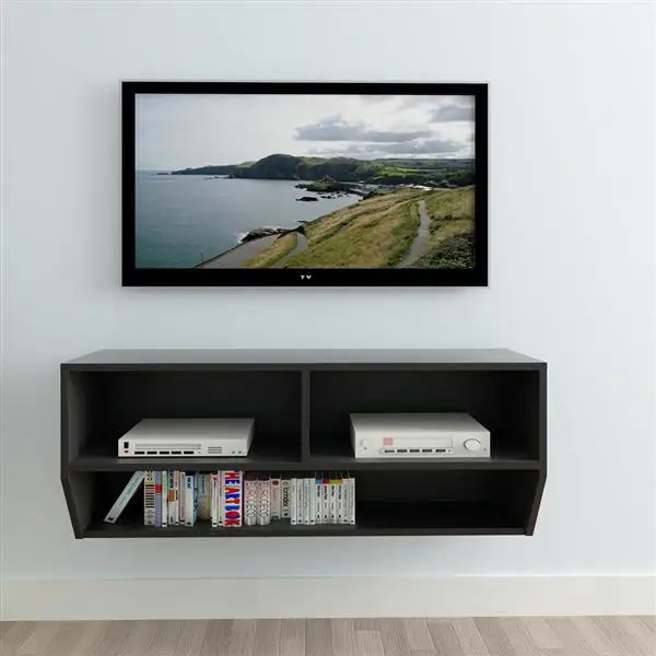 wall tv stand living room furniture modern tv table entertainment center monitor stand flat screen tv cabinet riser Black wall tv stand living room furniture modern tv table entertainment center monitor stand flat screen tv cabinet riser Black