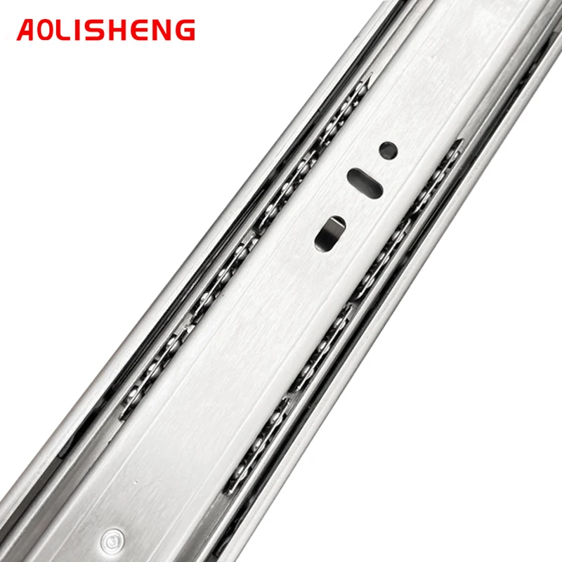 AOLISHENG Stainless Steel Cabinet Drawer Slide Three-Section Track Thickened Duffer Damping Mute Track Cabinet Slide