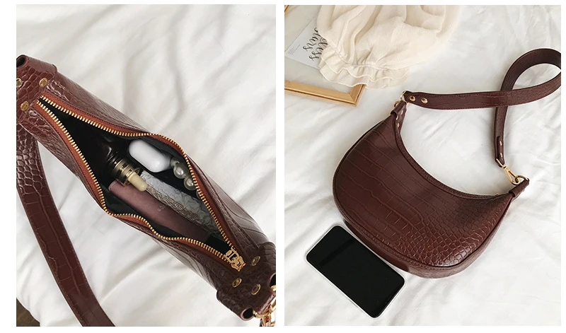 Крокодиловой кожи сумки hobo для Для женщин Новая мода женская сумка роскошная дизайнерская сумка через плечо сумки для Для женщин bolsa