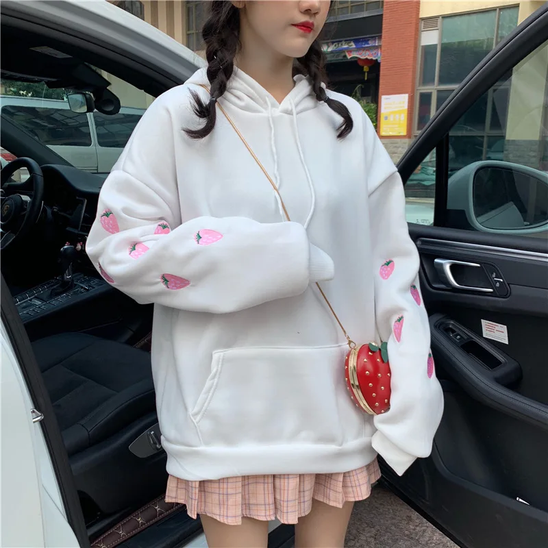 

Christmas 2020 Autumn And Winter Loose Oversized Grass Plum Printed Women's Hoodie Pullover BTS Harajuku Street Sweatshirt Top