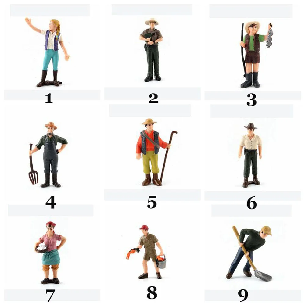 New 1:25 Scale Farm Human Figure Worker Farmer Action Figure PVC People Model Figurine Decor Accessories Toys for Children Gift