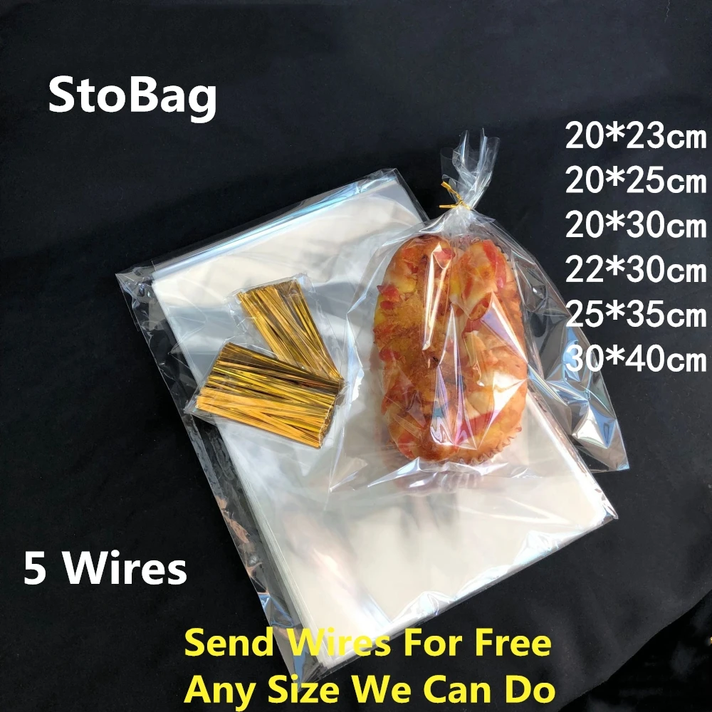 StoBag 100 шт. прозрачные пластиковые пакеты с открытым верхом из OPP прозрачное