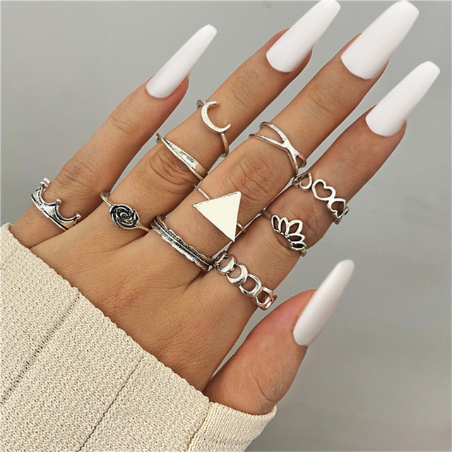 Ring Set 19Pcs for Women Vintage Adjustable For Girls Pearl Punk Snake 2021  New Trendy Fashion Jewellery