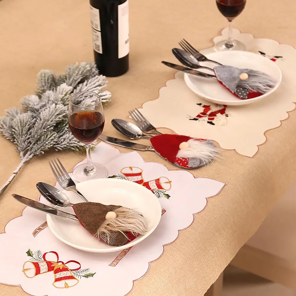 Портативный столовые приборы, Рождественская шапка, посуда крышка мешок декоративный набор посуды нож, вилка, набор для хранения инструментов фестиваль Украшение стола# 3F