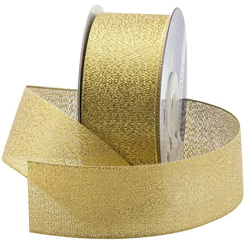2 Rolls 50 Yards Width Metallic Glitter Ribbons 5/8 inch Sparkly Fabric Wide Ribbon for Gift Wrapping Crafts Holiday Wedding Birthday Party