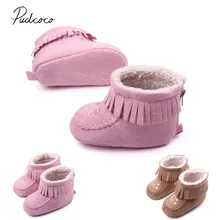 Детские ботинки с цветами для маленьких девочек, меховые ботинки с мягкой подошвой, детская обувь ботиночки с вышитыми цветами и кисточками