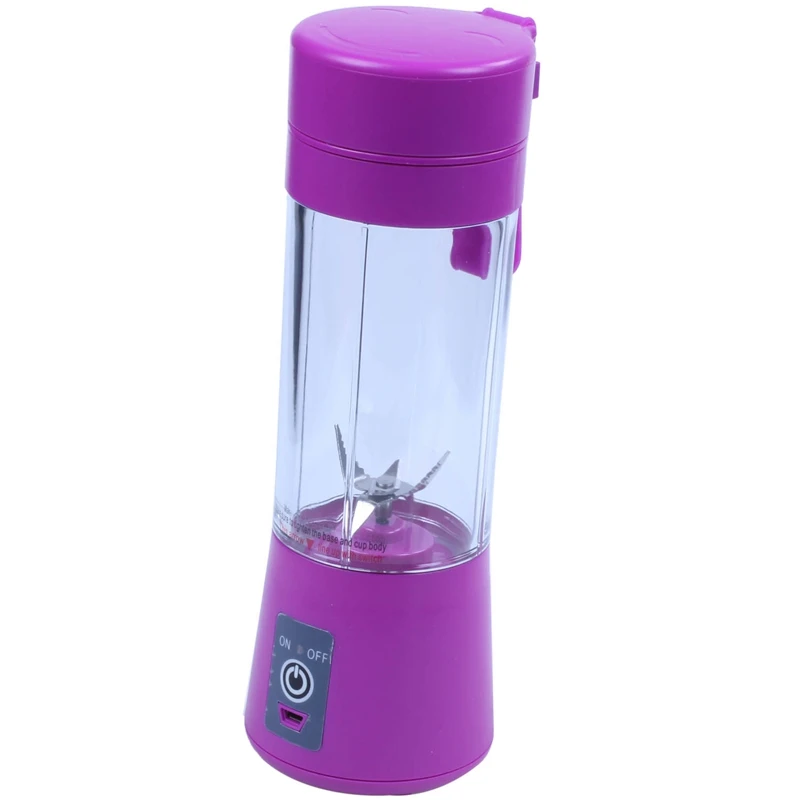 USB Juicer Cup Mobile Juice Mixer Household Fruit - Six Blades 400ml Blending Machine with Charger Cable purp | Бытовая техника