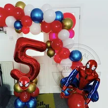 

63pcs Marvel Spiderman Hero Theme Party Balloons 32inch Red Number Balloon For Kids 1 2 3 4 5th Birthday Party Decors Boy Gifts