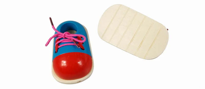 2 шт., Детские Обучающие деревянные игрушки Монтессори, обувь на завязках, обувь для игрушек, обувь на шнуровке для малышей, Игрушки для раннего обучения