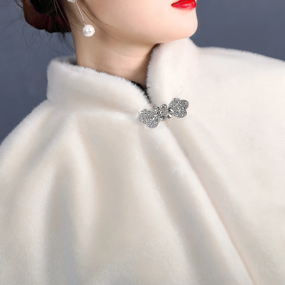Faux Fur Party Wrap Winter Warm Bridal Bolero High Quality Wedding Coat High Neck Wedding Bridal Wrap Party Cape