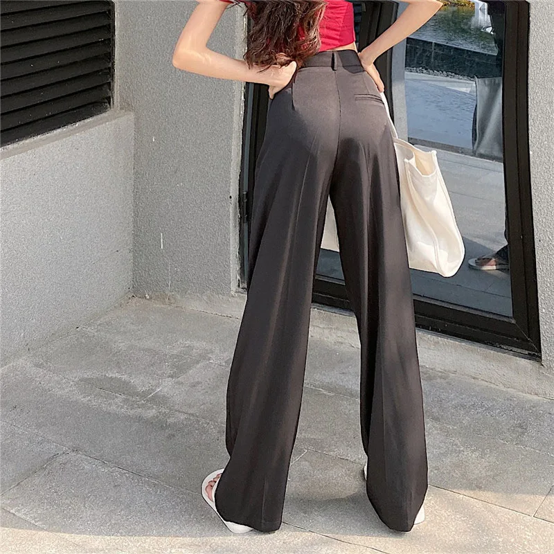 Elegant Casual Office Lady Straight Trouser 2020 Summer Fashion For Women High Waist Long Pants