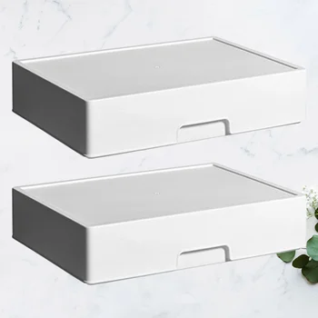 

2pcs Plastic Durable Reusable Storage Box with Label Drawer Container Friends Co-worker Family