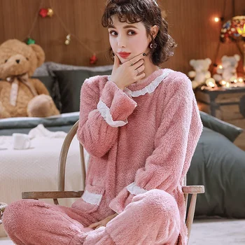 

Winter pajamas for women in spring and autumn and winter pajama set women