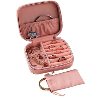 

Earring Ring Jewelry Display Storage Box Case Organizer Flannel Tray Holder Fashion Sweet PU Waterproof Lady Travel Handbag