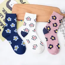 3 пары корейских милых носков для женщин и девочек, винтажные носки с цветочным принтом, 95AB