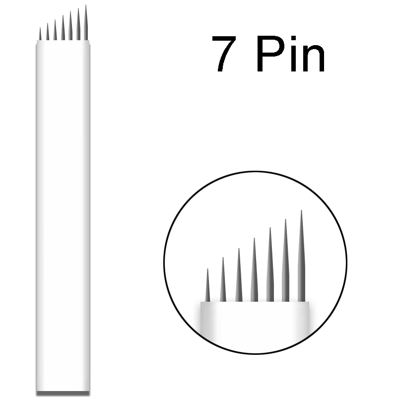7pin Форма для микроблейдинга, вышивка, 200 шт., Ламина для бровей, ручка для вышивания, Перманентный макияж, машинка для татуировки, иглы, Nano flex - Габаритные размеры: 7pin