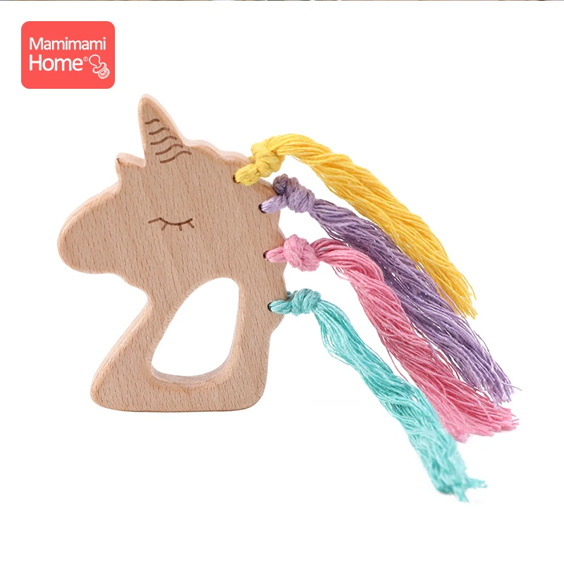 unicorn 1 шт. детский деревянный зубопрорезыватель Единорог соска зажим цепочка подвеска бук грызун деревянный пустой животные детские товары игрушка Рождественский подарок - Цвет: unicorn