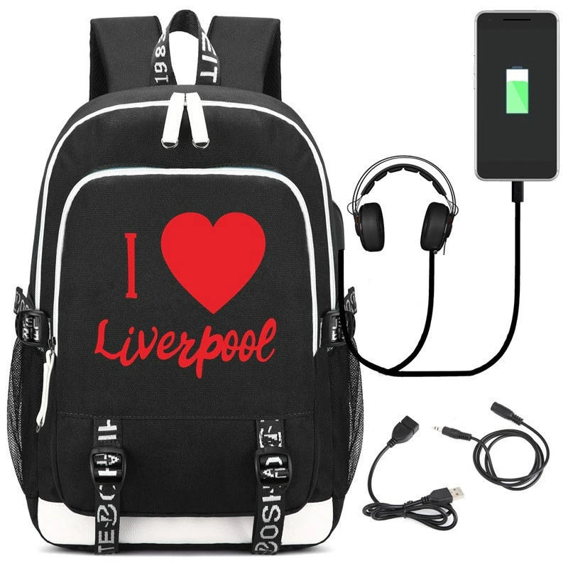 I LOVE LIVERPOOL mochila multifunción para hombre y mujer, morral para ordenador portátil con carga USB, escolares de viaje para niños y - AliExpress
