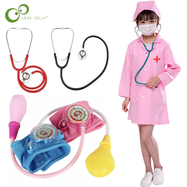 Children Doctor Toys Stethoscope Pretend Play nurse white robe uniform Role-playing Games Medicine Educational Learning Toys ZXH 1