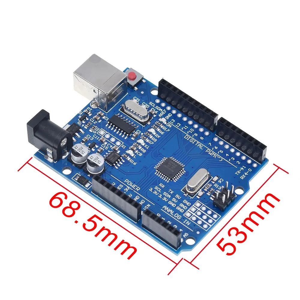 TZT UNO R3 макетная плата ATmega328P CH340 CH340G для Arduino UNO R3 с прямым контактным разъемом