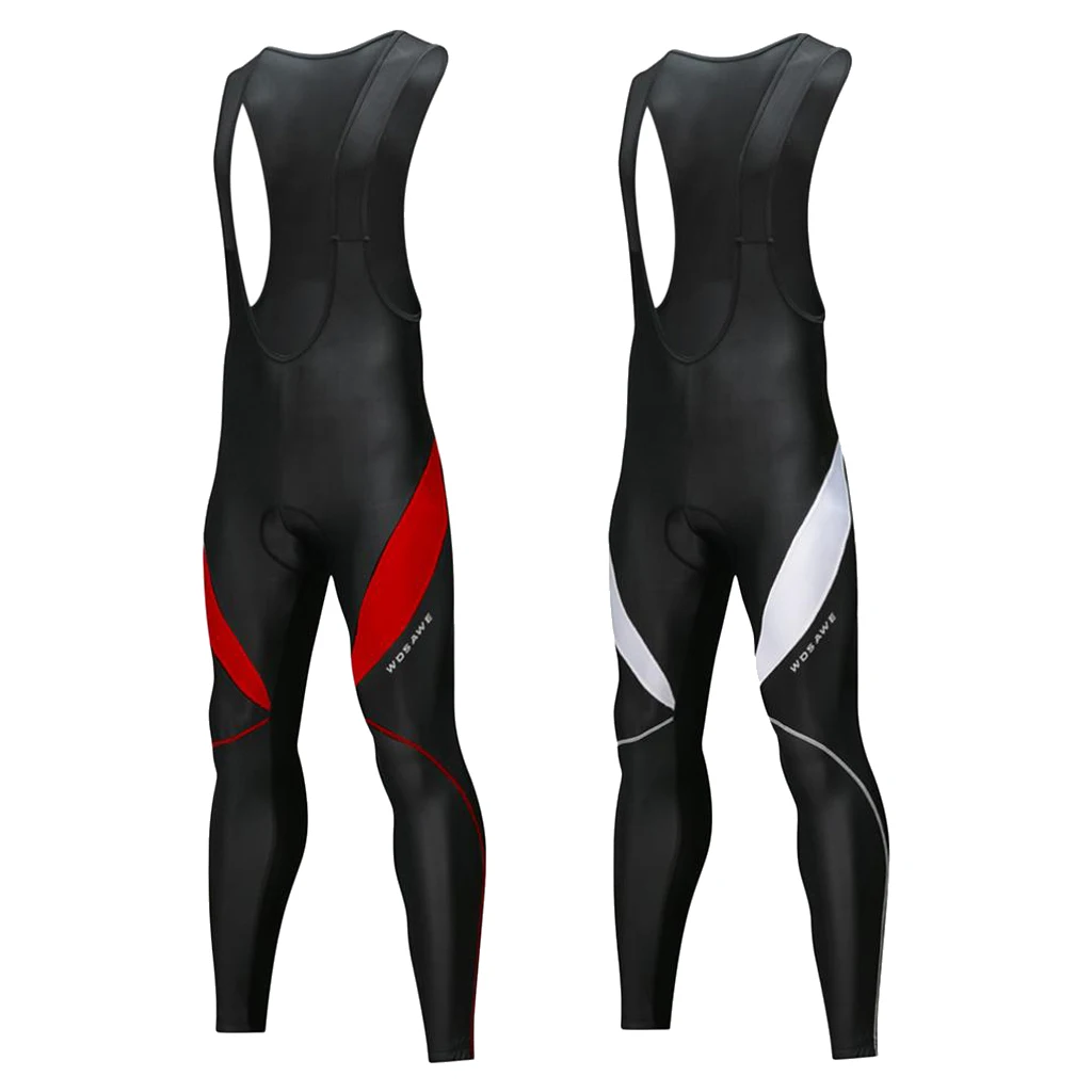 Men`s 3D Gel Padded Cycling Long Bib Pants Warm Winter Thermal Padded Bib Tights