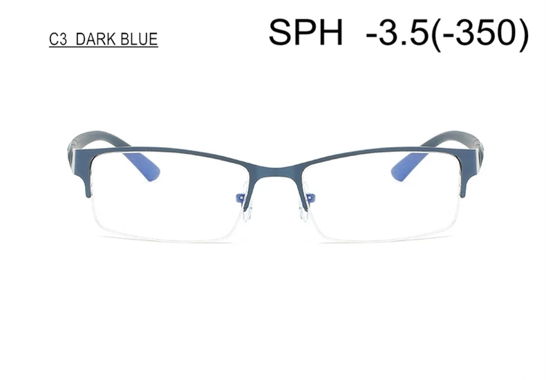 DARK BLUE (-3.5) Очки по рецепту для близорукости SPH-0,5-1-1,5-2-2,5-3-3,5-4-4,5-5-5,5-6 для женщин и мужчин полуоправа для близоруких F122 - Цвет оправы: DARK BLUE (-3.5)