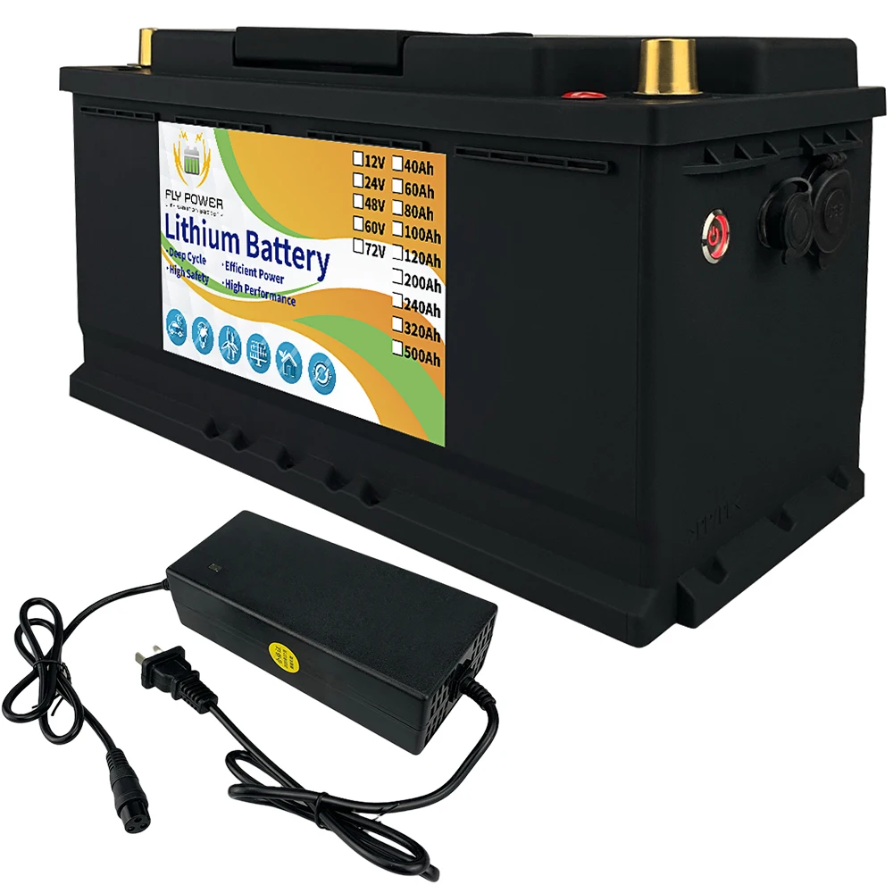 Batteria Al Litio Ricaricabile 12V 120Ah Lifepo4 200Ah Con Bms Per Motore Rv Inverter Impermeabile Esterno Solare 100Ah