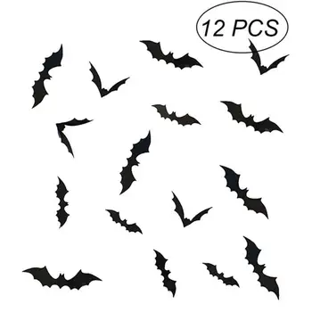Halloween 3D czarny nietoperz naklejki impreza z okazji Halloween DIY wystrój naklejki ścienne Bar pokój impreza z okazji Halloween przerażające rekwizyty Halloween dekoracji tanie i dobre opinie Aihogard CN (pochodzenie) Zwierzę rysunkowe Halloween 3D Bat Stickers Black
