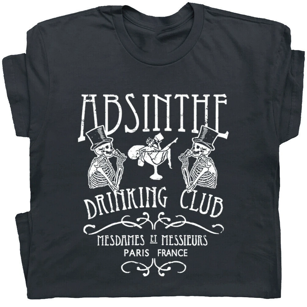 Absinthe футболка Париж Франция Графический Тройник Винтаж Пиво питьевой рубашки