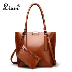 Большой кожаный винтажные сумки женские дизайнерские Сумки Sac высококачественная повседневная Композитный сумка новая сумка дамы