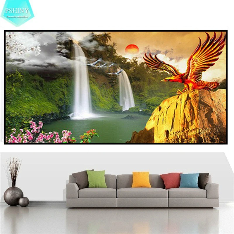 

5D DIY diamond Painting cross Stich Scenic embroidery full mosaic Round Rhinestone eagle animals large size Decorative pictures