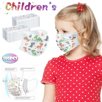 

100PC Children's Disposable Breathable Non wove Face Mask Denta Industrial mascarilla 3 Layer Ply Filter Earloops Masks