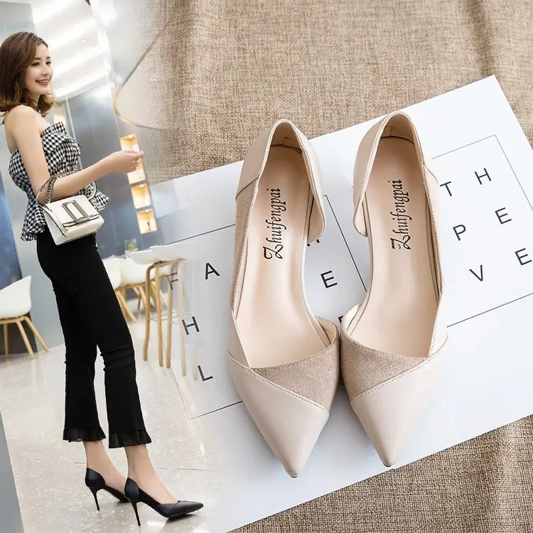 

Fashion Leisure Women Basic Pumps Slip-On High Thin Heels Single Shoes Summer Casual Pointed Toe Shallow Ladies Pumps