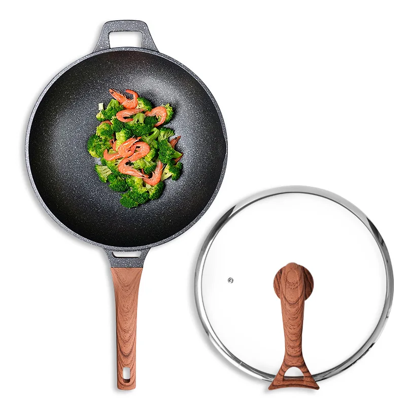 

Switzerland Medical Stone Wok Frying Pan Flat-bottom Pot Non-stick Smokeless Pan Frying Pan Fry Dual Purpose Pot